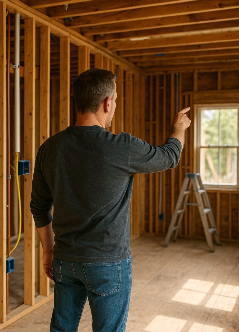 Brett Lewis on a construction site